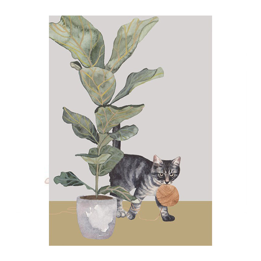 Karte - Katze mit Wolle