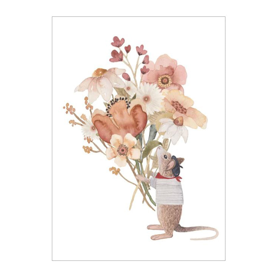 Card - Mouse with Flowers
