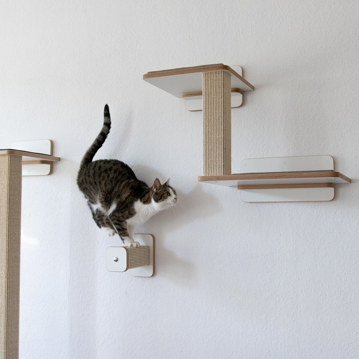 Doppeldecker | WAND-KRATZBAUM für Katzen - Kratzsäule 38cm, 78cm